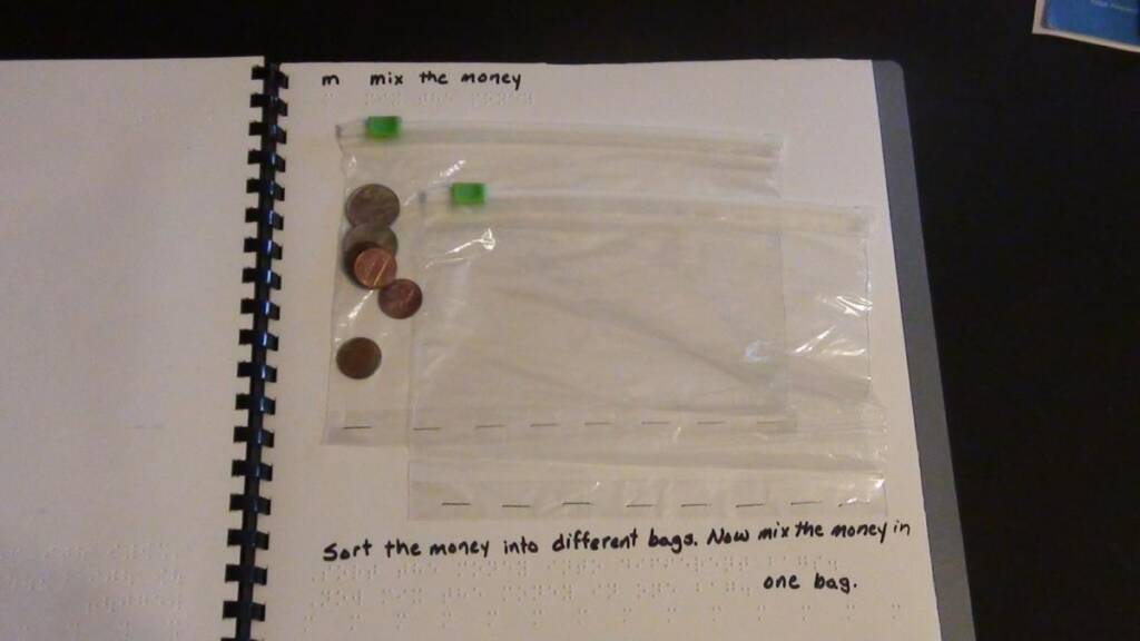 Two zipper style plastic baggies to holding pennies