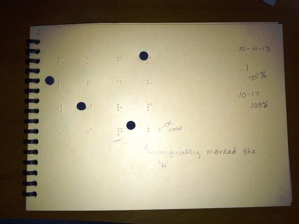 Marking braille text with indicator dots