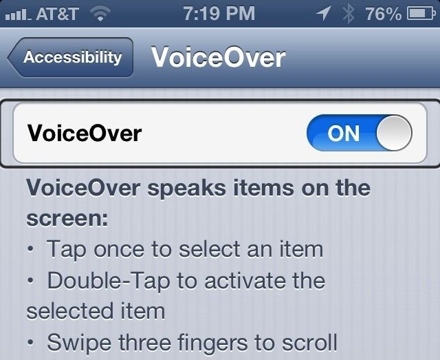 VoiceOver screen