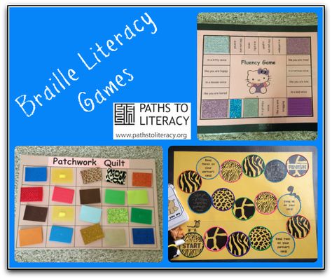 Collage of braille literacy games