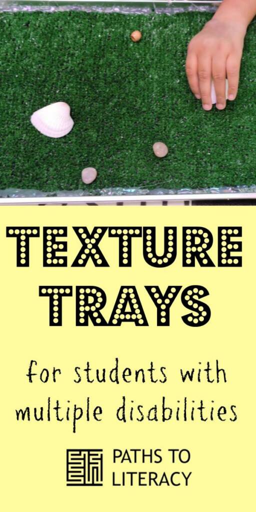 Collage of texture trays for students with multiple disabilities