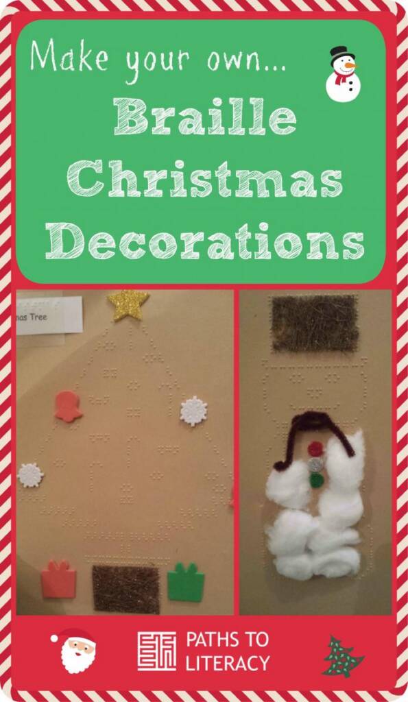 Collage of make your own braille Christmas decorations