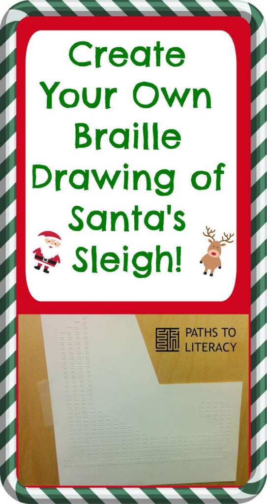 Collage of create your own braille drawing of Santa's Sleigh
