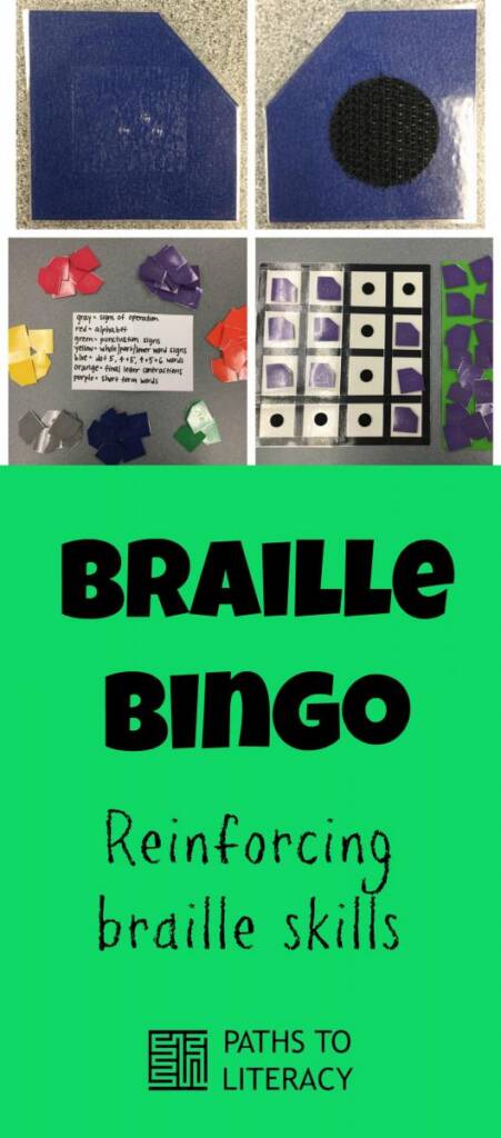Collage of braille bingo: reinforcing braille skills