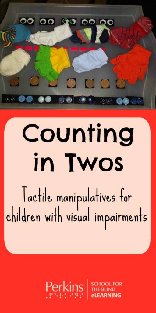 Collage of counting in twos: tactile manipulatives for children with visual impairments