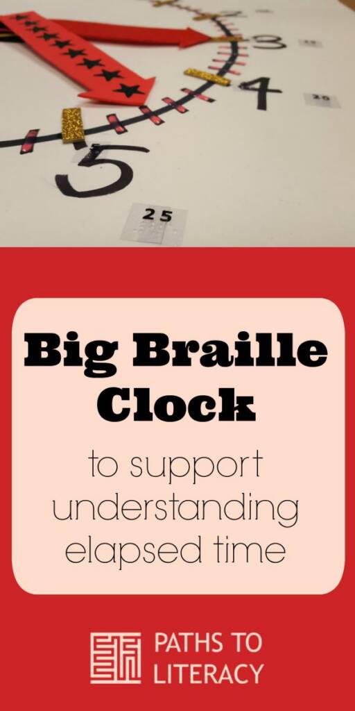 Collage of big braille clock to support understanding elapsed time