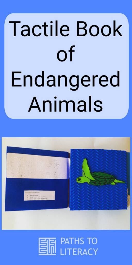 Collage of tactile book with endangered animals
