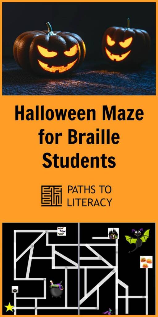 Collage of Halloween maze for braille students