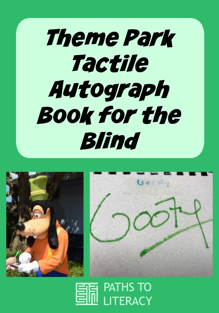 Theme park tactile autograph book for the blind