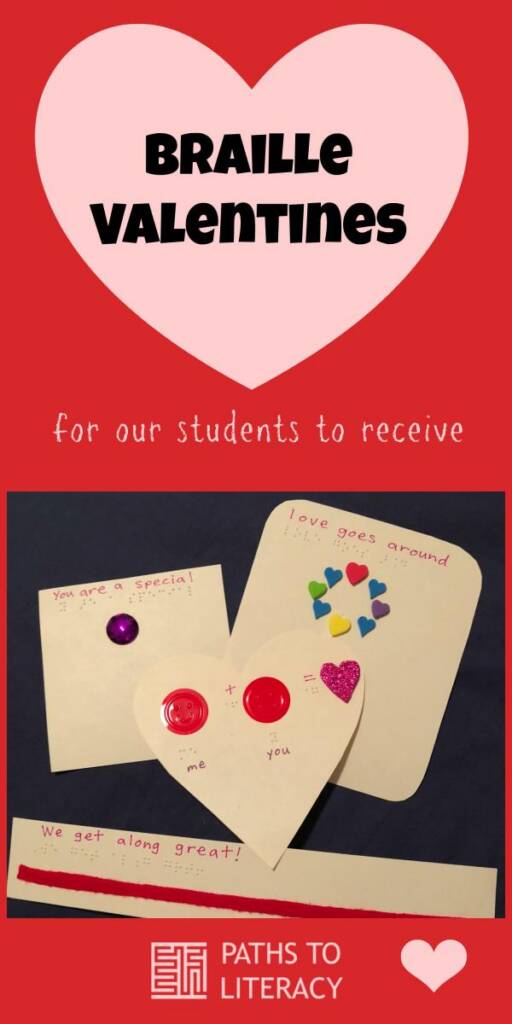 collage of braille valentines for our students to receive
