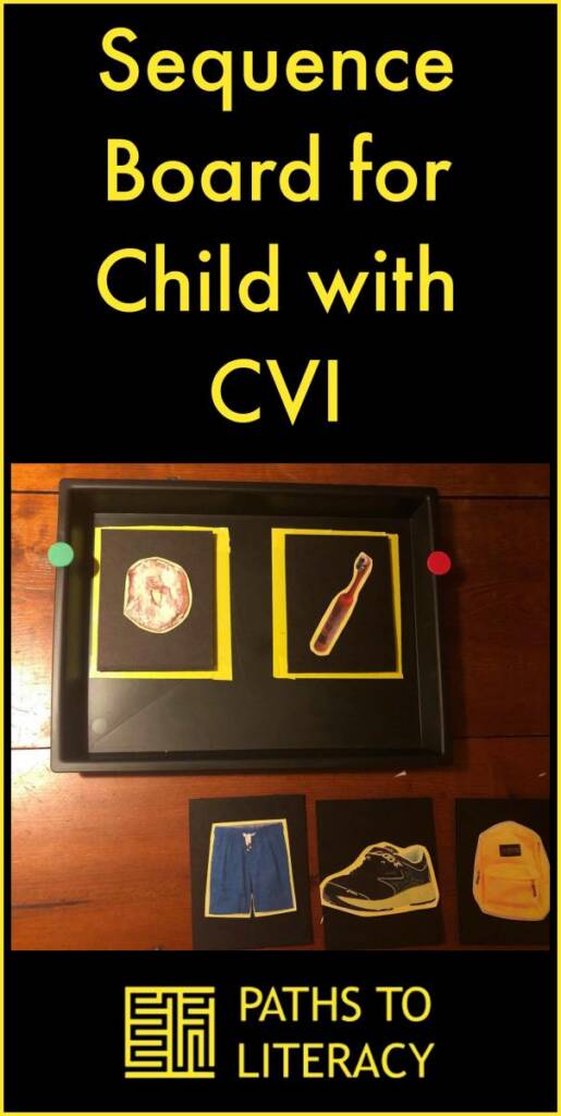 Collage of sequence board for a child with CVI