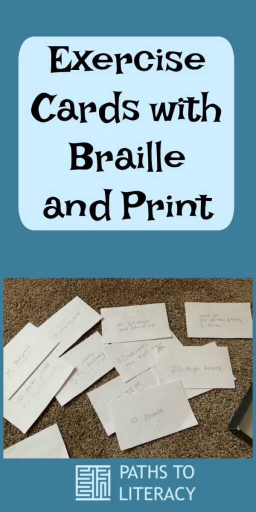 collage of exercise cards with braille and print