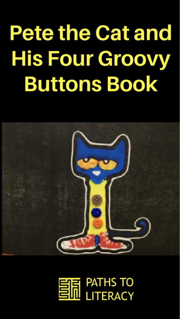 collage of pete the cat and his four groovy buttons book