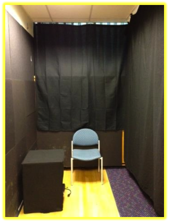 controlled classroom enviornment with black curtains