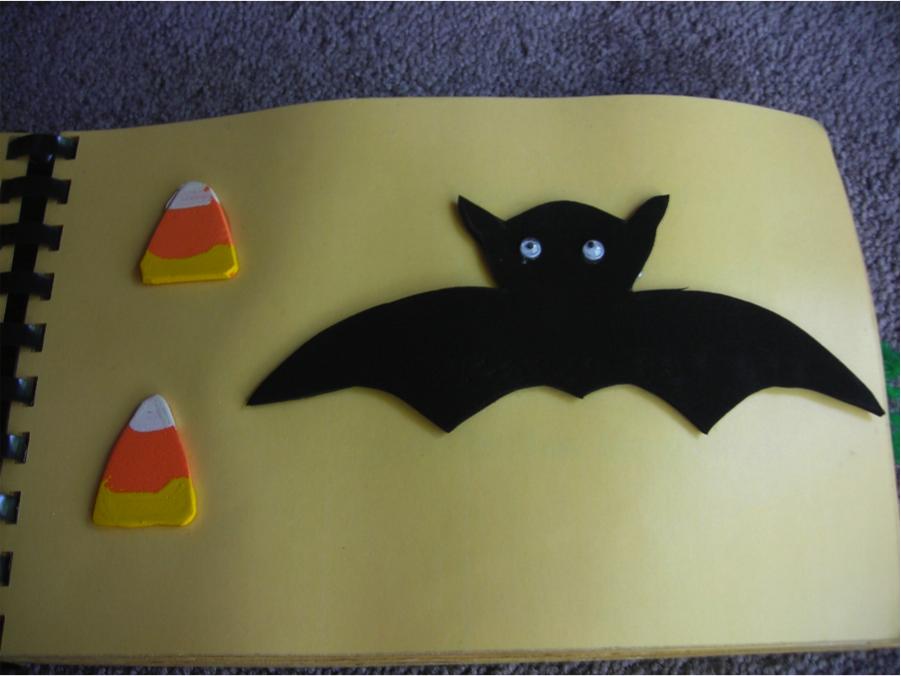 bat with two piece of candy corn