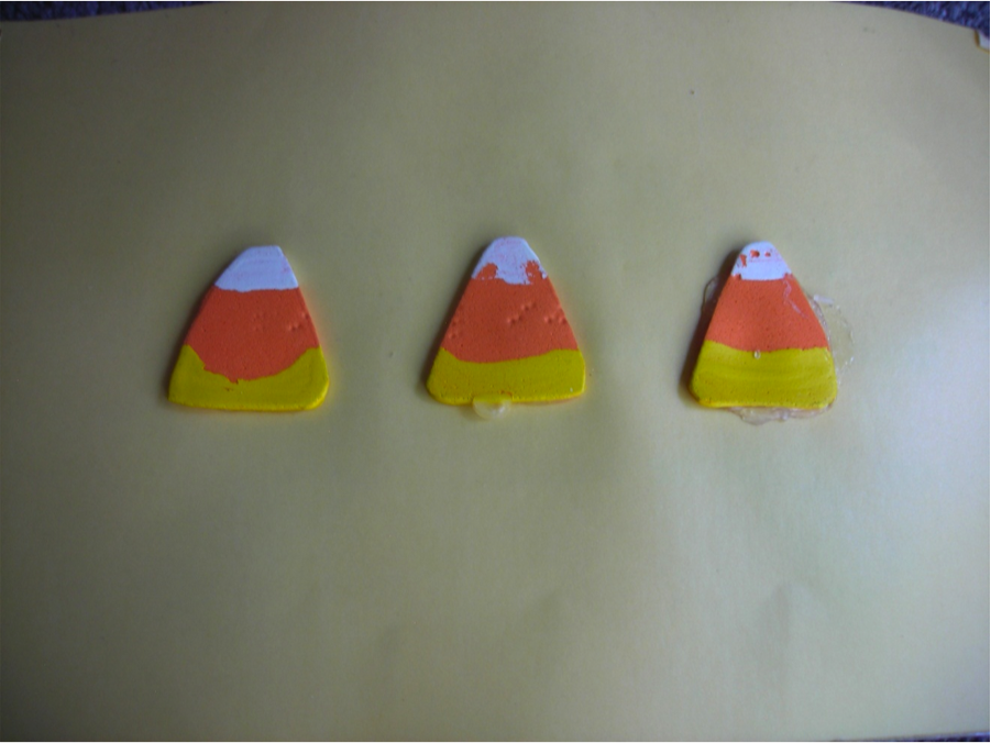 three pieces of candy corn