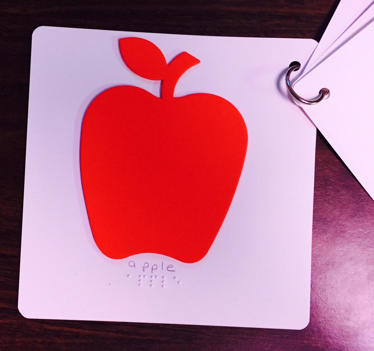 alphabet card with an apple