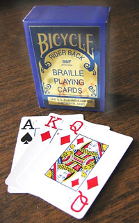 Braille and large print playing cards
