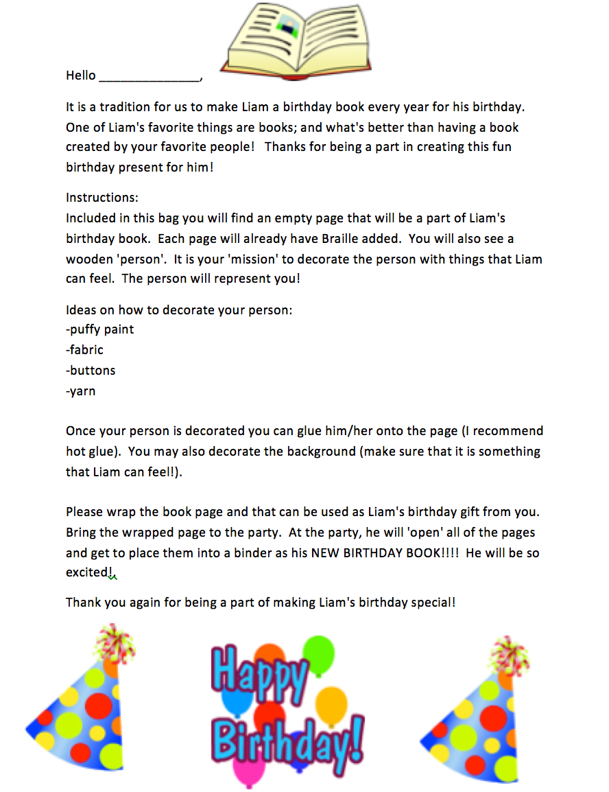 Birthday invitation letter