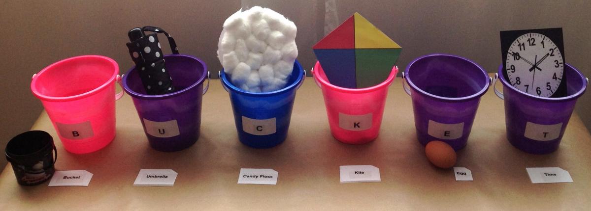 Bucket poem with objects for each letter