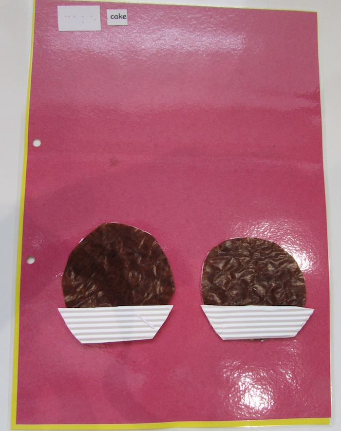 tactile cakes on pink paper