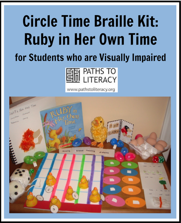 Title Circle Time Braille Kit: Ruby in her own time with duck counting activites pictured 