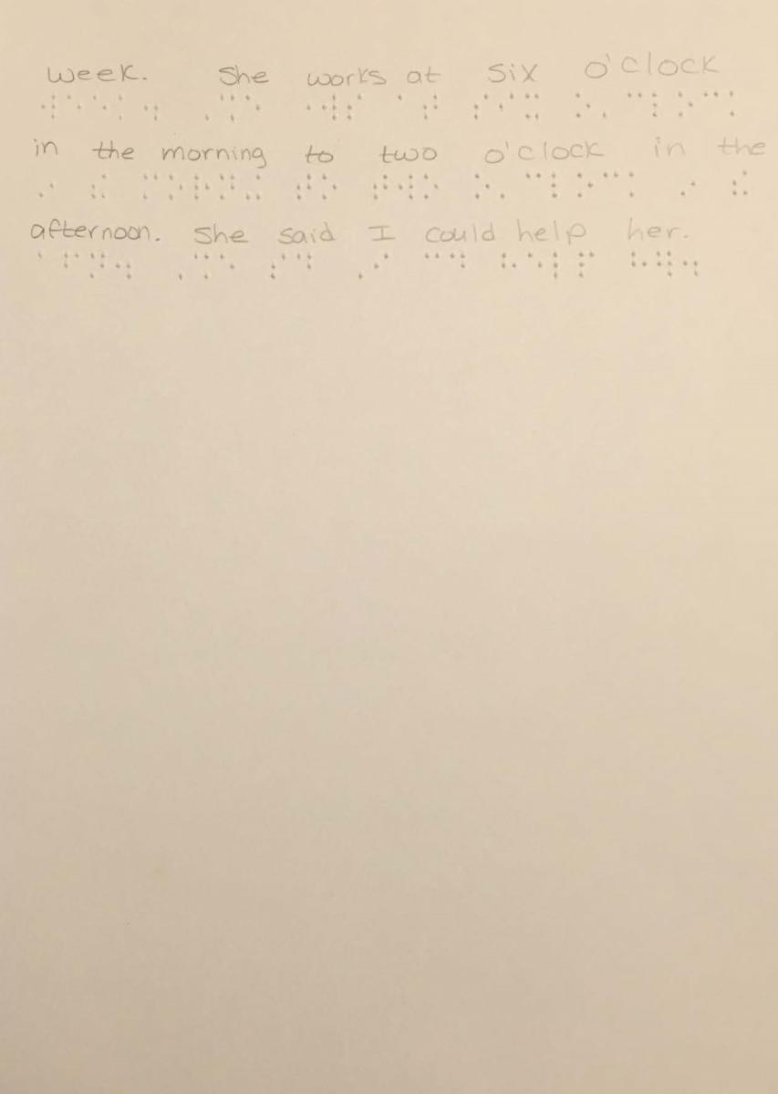 fourth page of the report with a half of a page of braille and print text