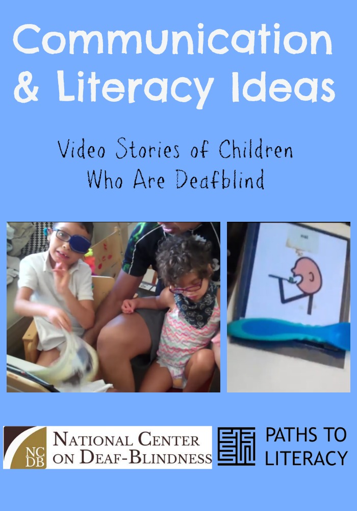 Pinterest collage of communication and literacy ideas for deafblind