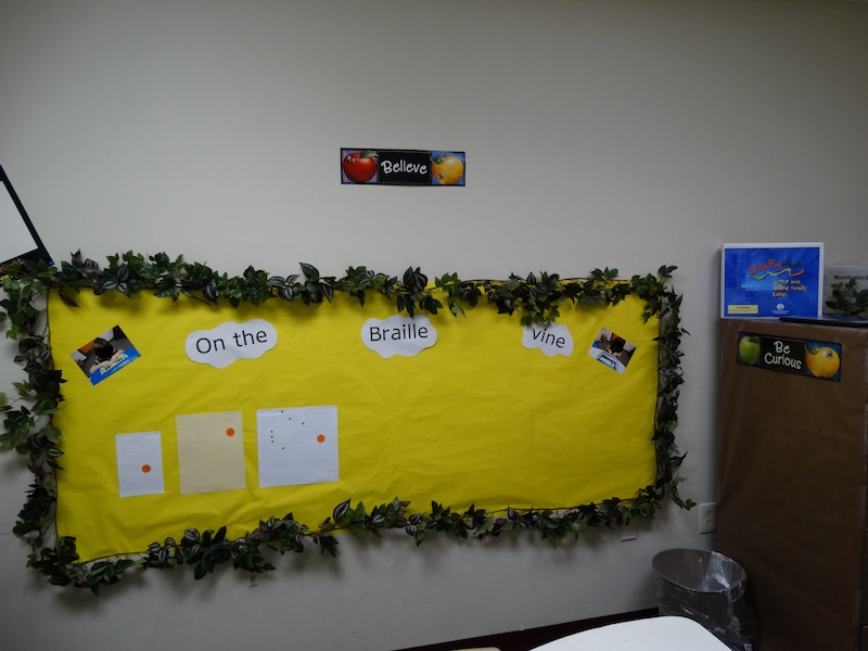  is the student's board. Here they were put up their hard work that they've done. I'm letting them choose which of their pages they want to display.