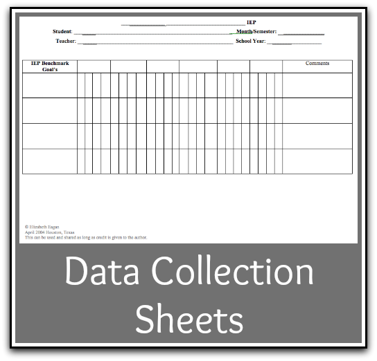 Data Sheets for Tracking IEP Goals Paths to Literacy