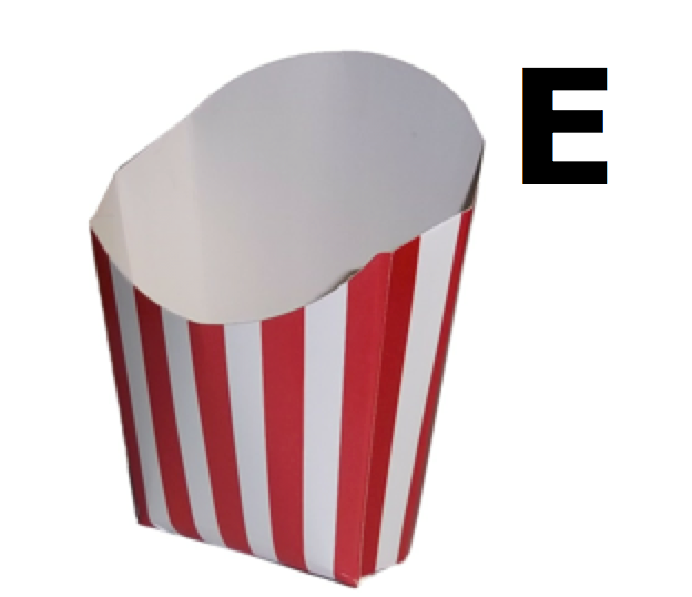 Empty striped box with letter E