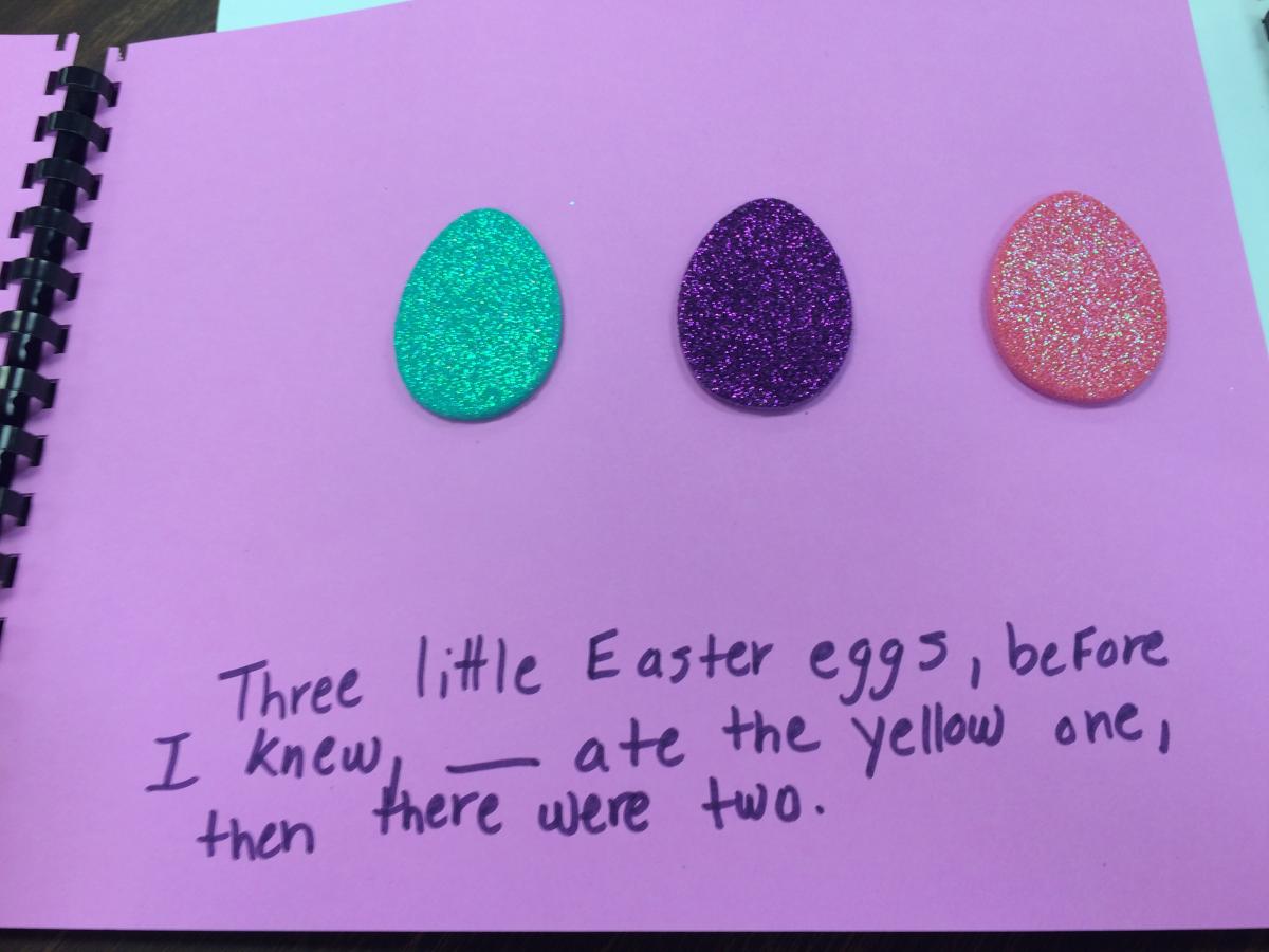 Three little Easter eggs, before I knew, __ ate the yellow one, then there were two.