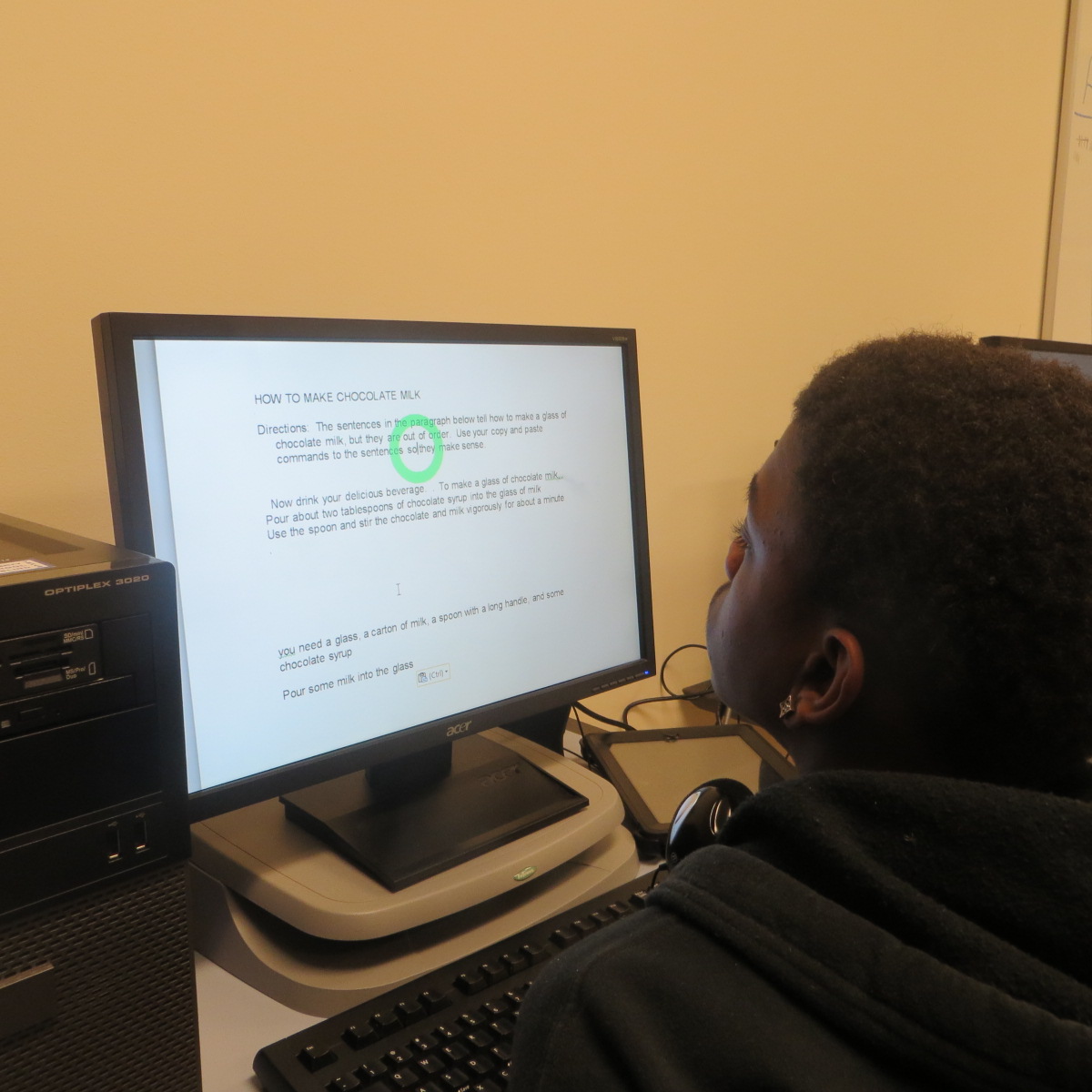 student using screen reader