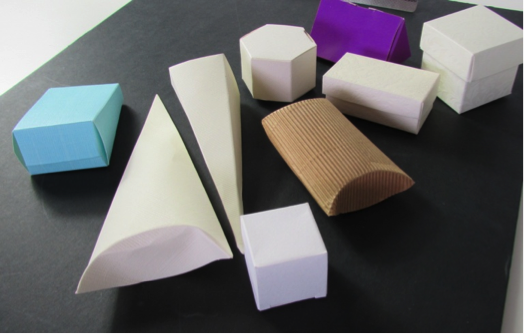 3-D shape set using wedding favour boxes