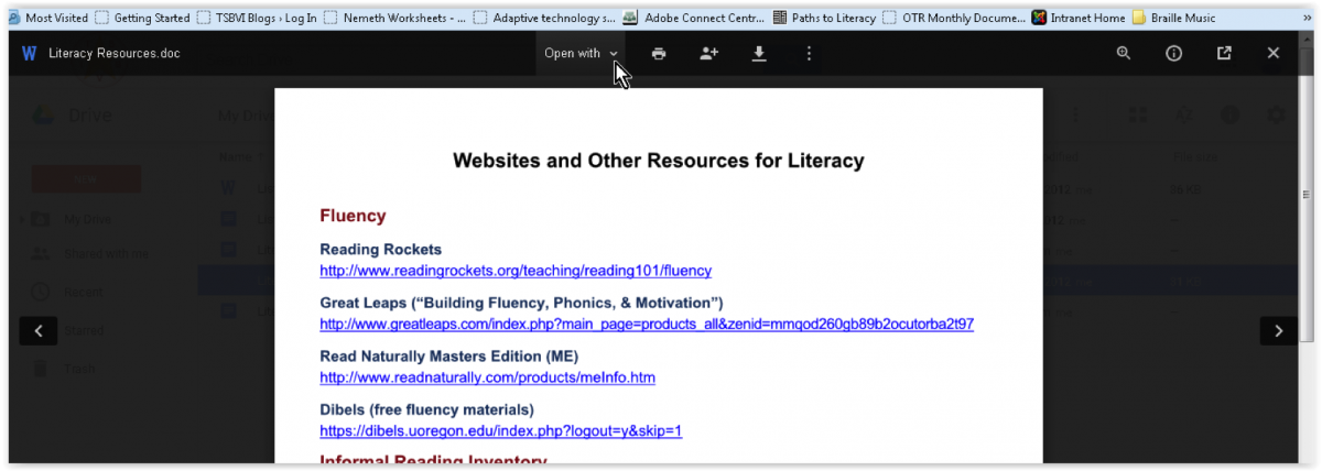 websites and other resources for literacy screenshot
