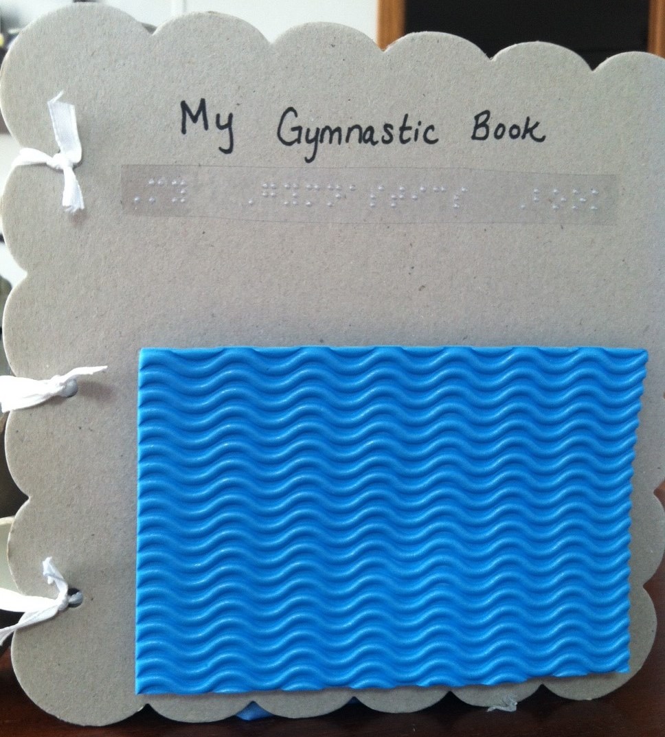 Gymnastics book using partial objects and braille