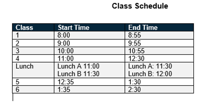 Inaccessible image capture of class schedule