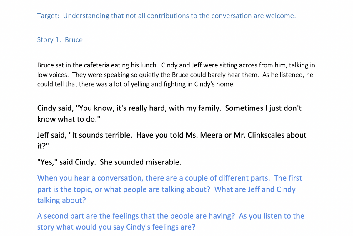 Screenshot of lesson plan on understanding that not all contributions to the conversation are welcone