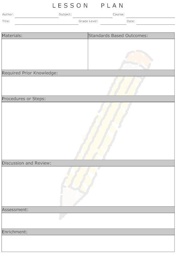 Planning form with large labelled blocks