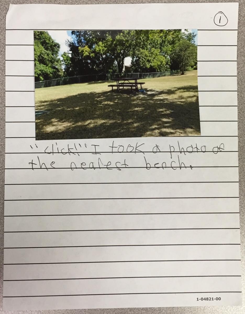lined paper with picture and text 