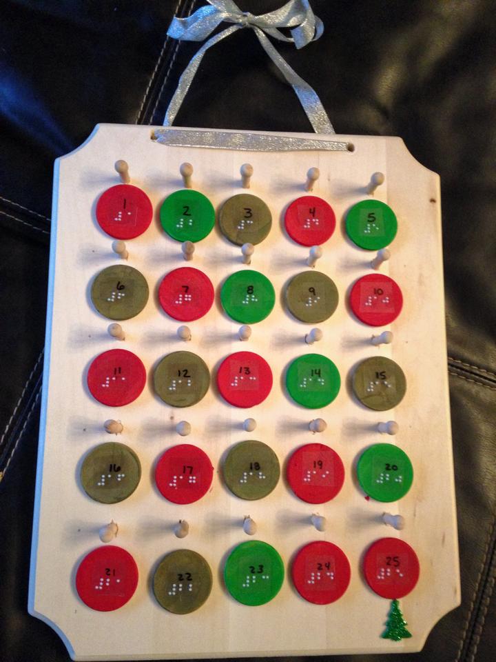 Advent calendar with braille numbers