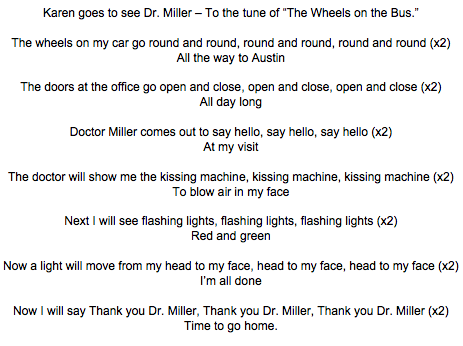 Lyrics to song about seeing the Low Vision Doctor