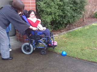 Lucy rolled over the blue balloon