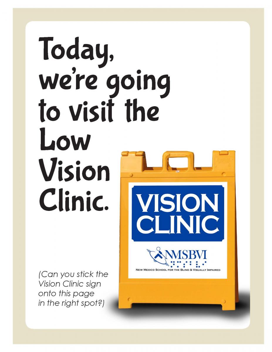 a page with text and an image of the tent sign for the vision clinic