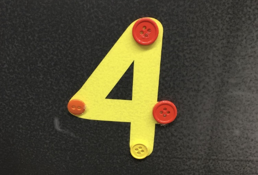 Buttons on yellow number 4