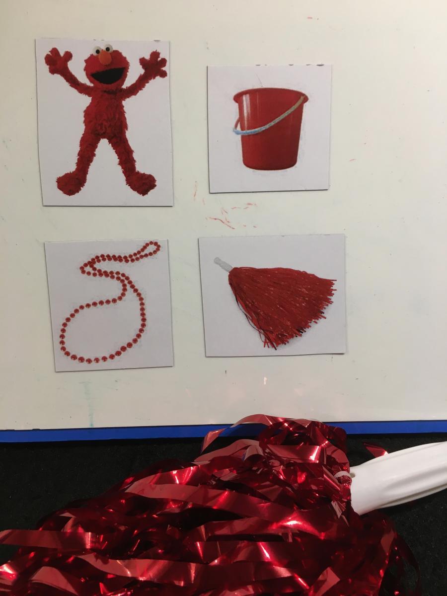 Picture cards with red mylar pompom