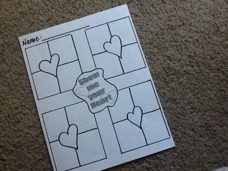 "Show me your Heart" worksheet