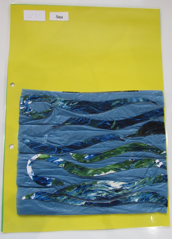 tactile sea on yellow paper