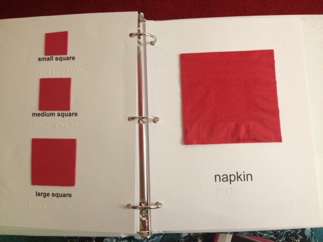 Small, medium, large squares and a red napkin