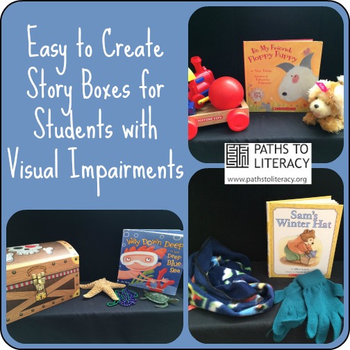 Collage of easy to create story boxes for students with visual impairments